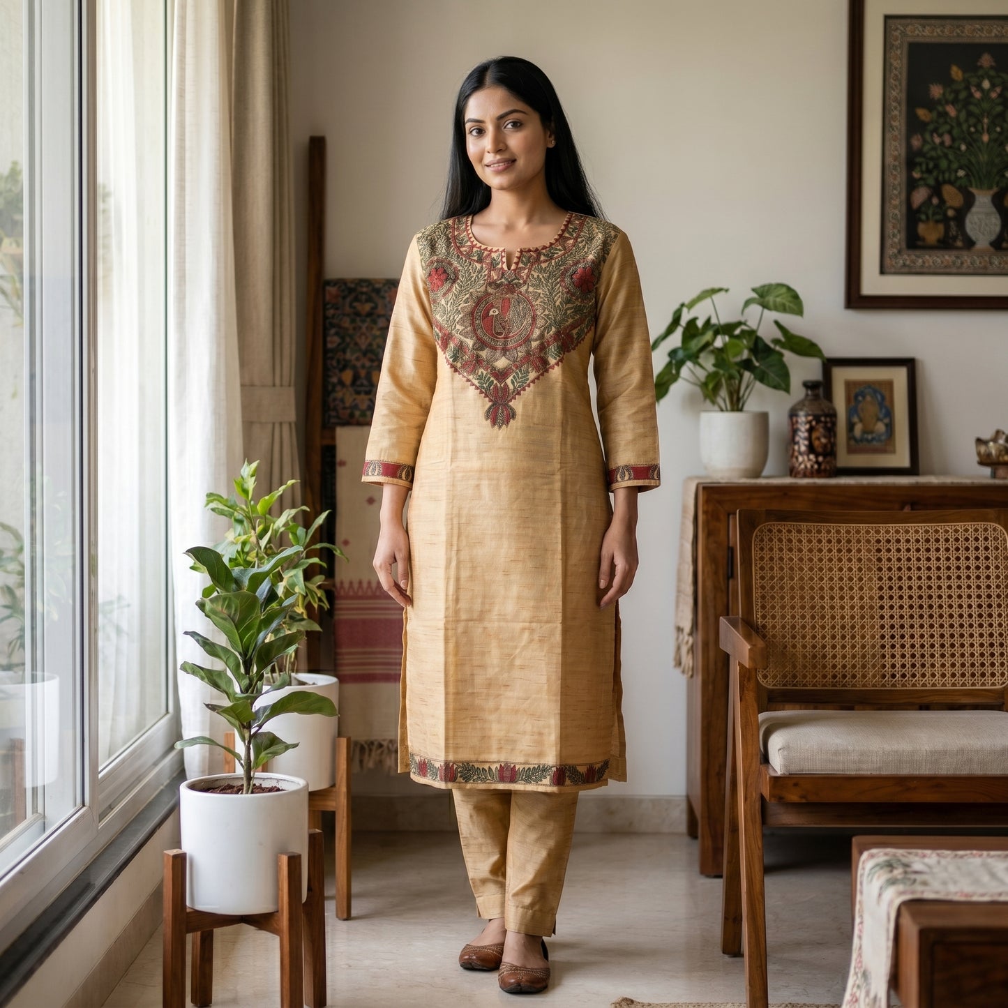 Hand-Painted Madhubani Kurti Palazzo Set for Women