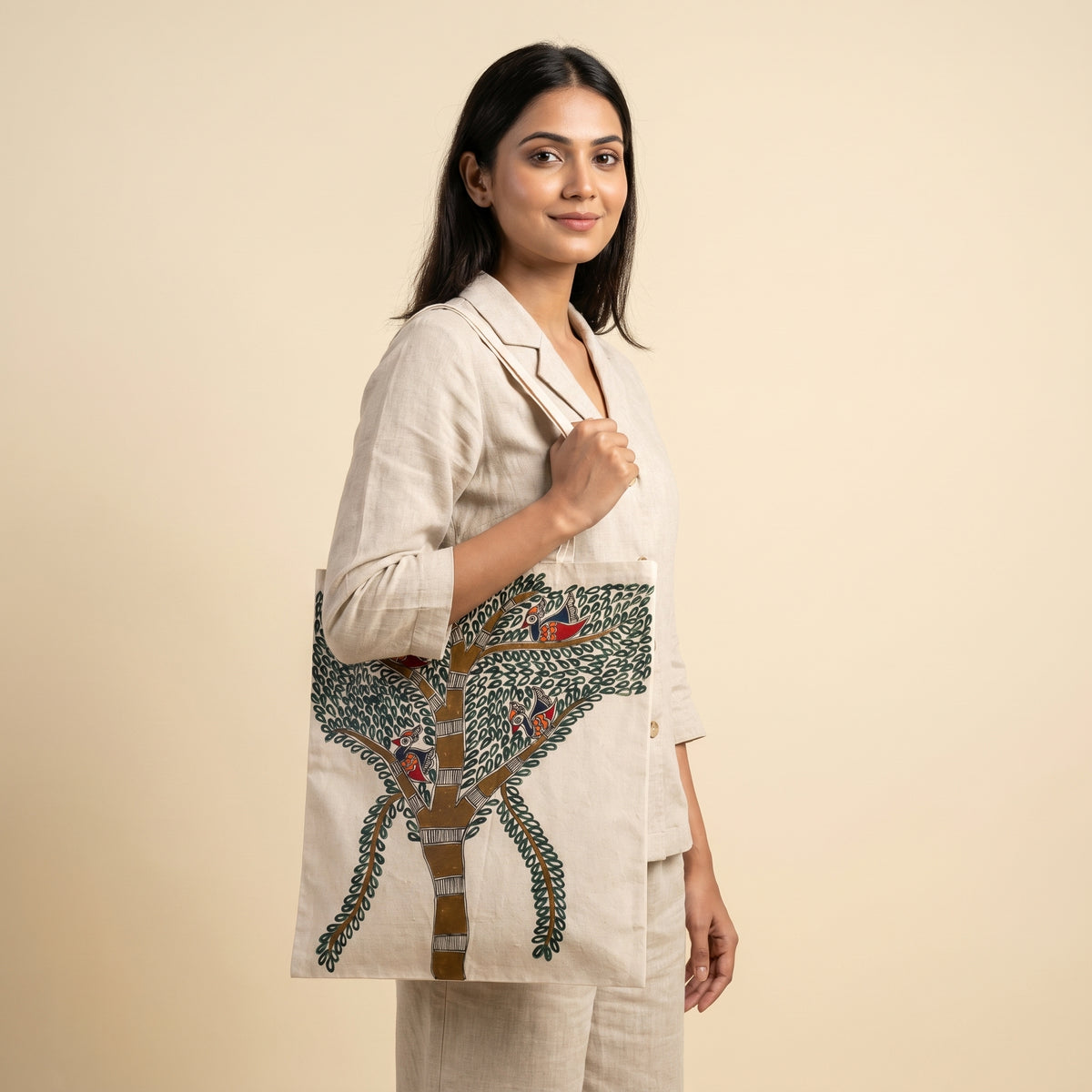 Handmade Madhubani Painting Tote Bag for Daily Lifestyle