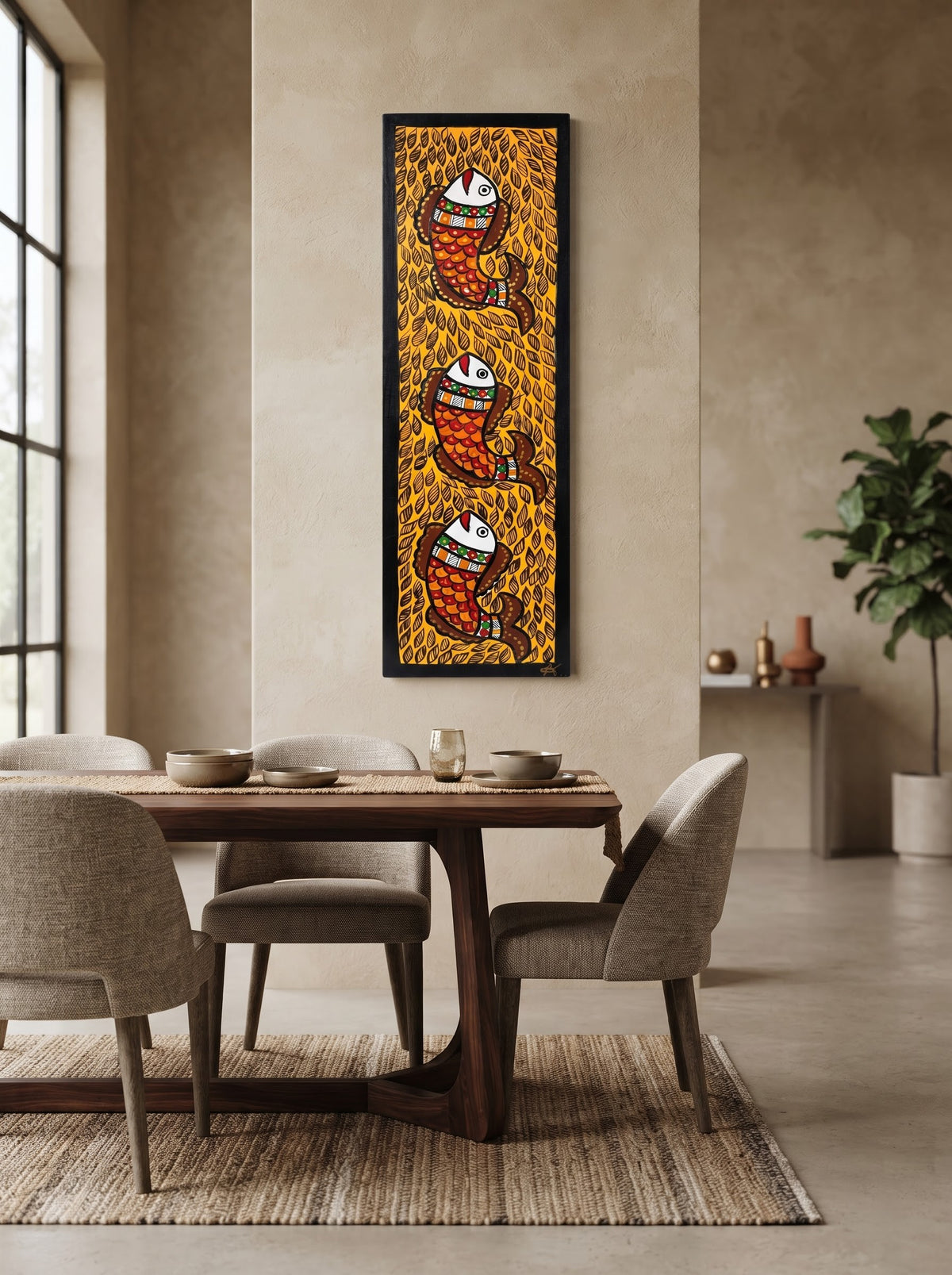 Fish Handpainted Madhubani Wall Art for Home Decor