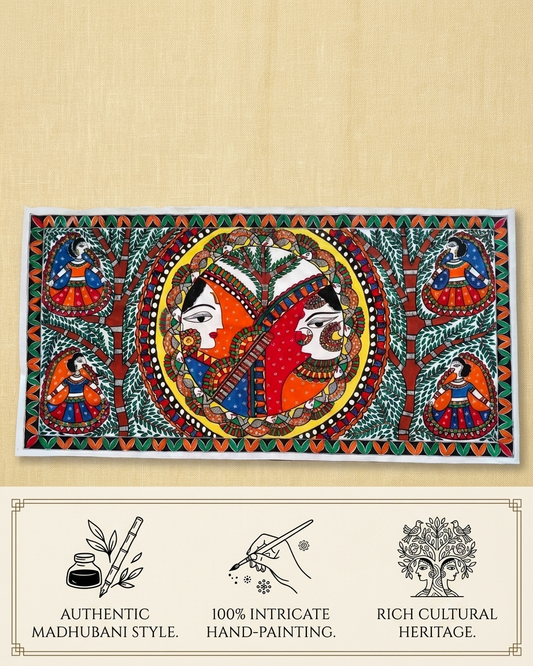 Krishna Radha Rashlila Madhubani Painting Wall Art