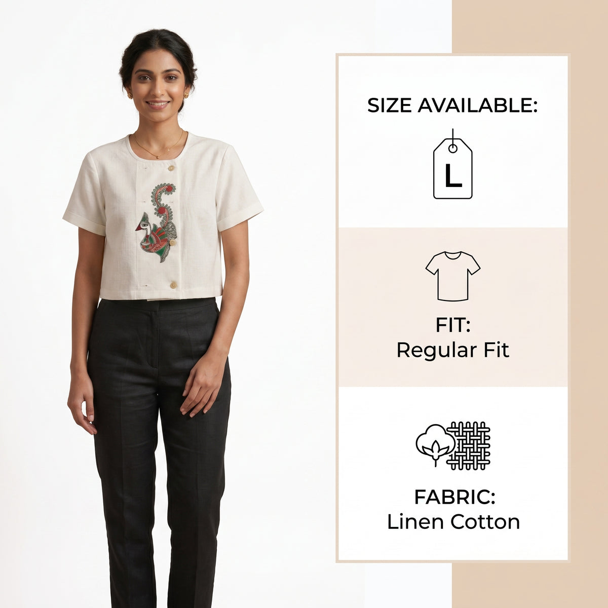 Front & Back Handmade Madhubani Painting Crop Top