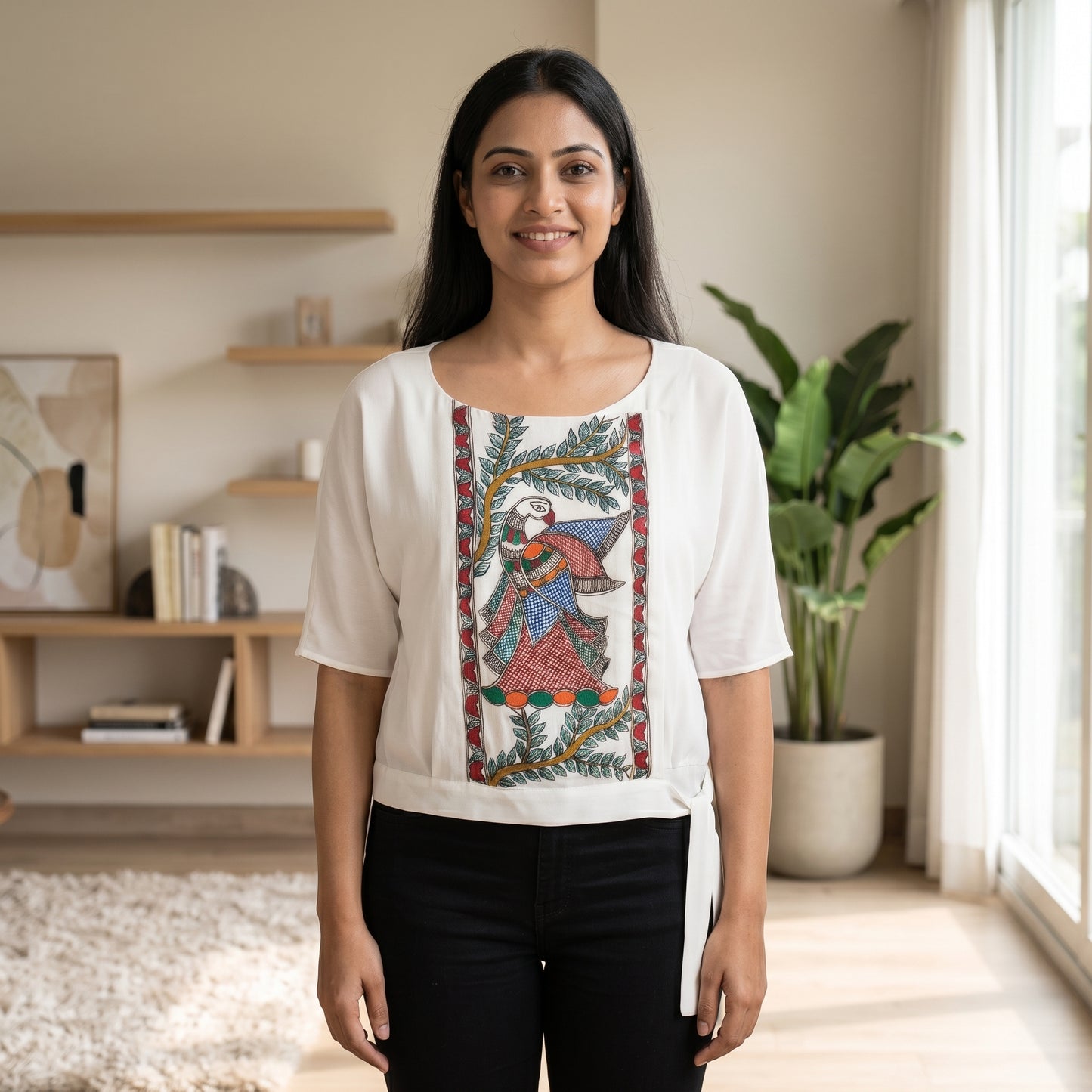 Handmade Madhubani Painting Women Crop Top for Women