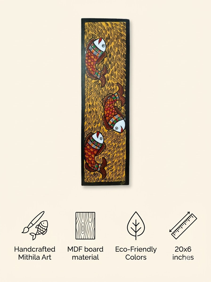 Fish Handpainted Madhubani Wall Art for Home Decor