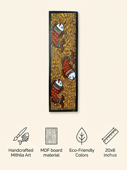 Fish Handpainted Madhubani Wall Art for Home Decor