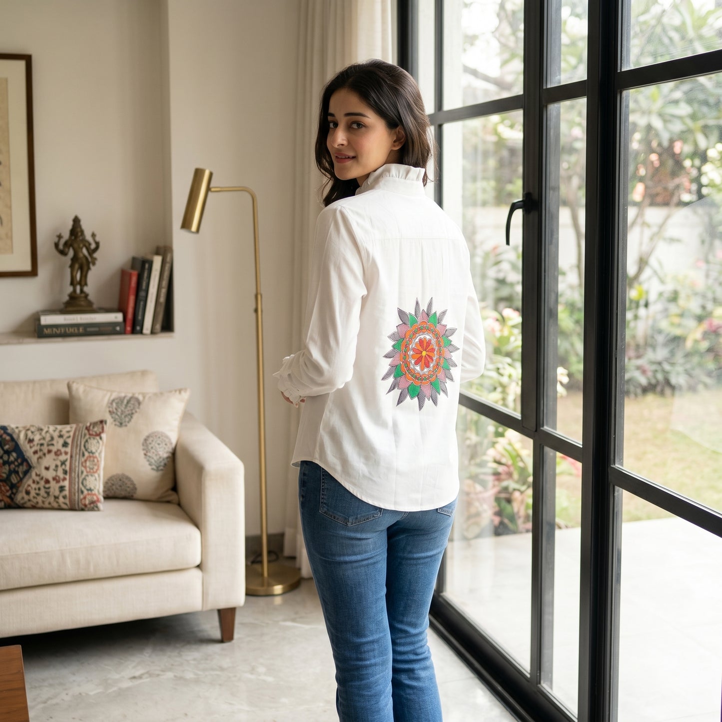 Front & Back Handmade Madhubani Painting Women Shirt