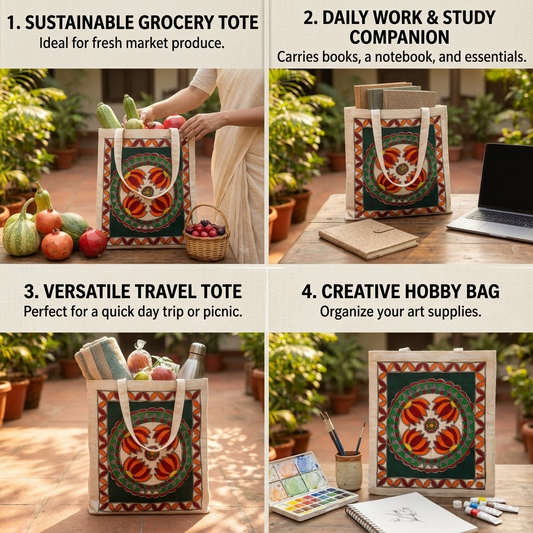 Madhubani Painting Tote Bag | Handmade Ethnic Art