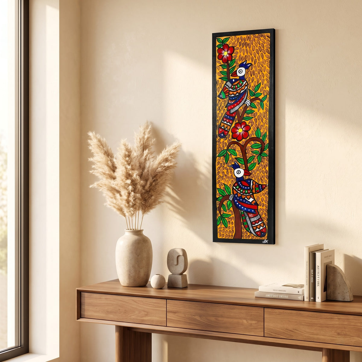 Birds & Tree of Life Handpainted Madhubani Wall Art