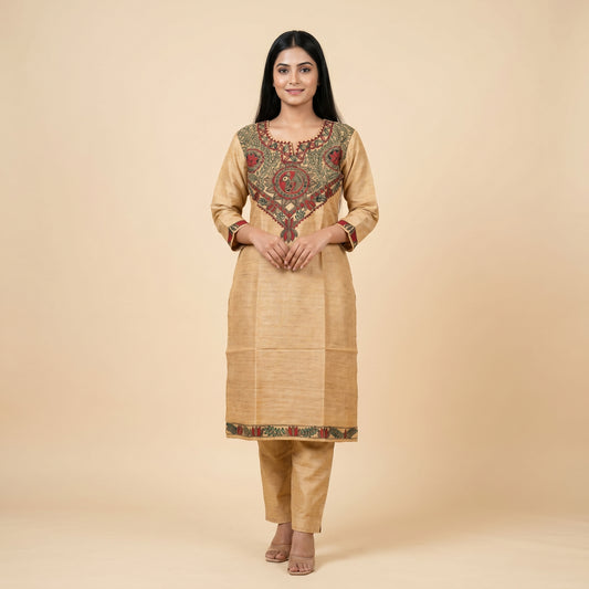 Hand-Painted Madhubani Kurti Palazzo Set for Women