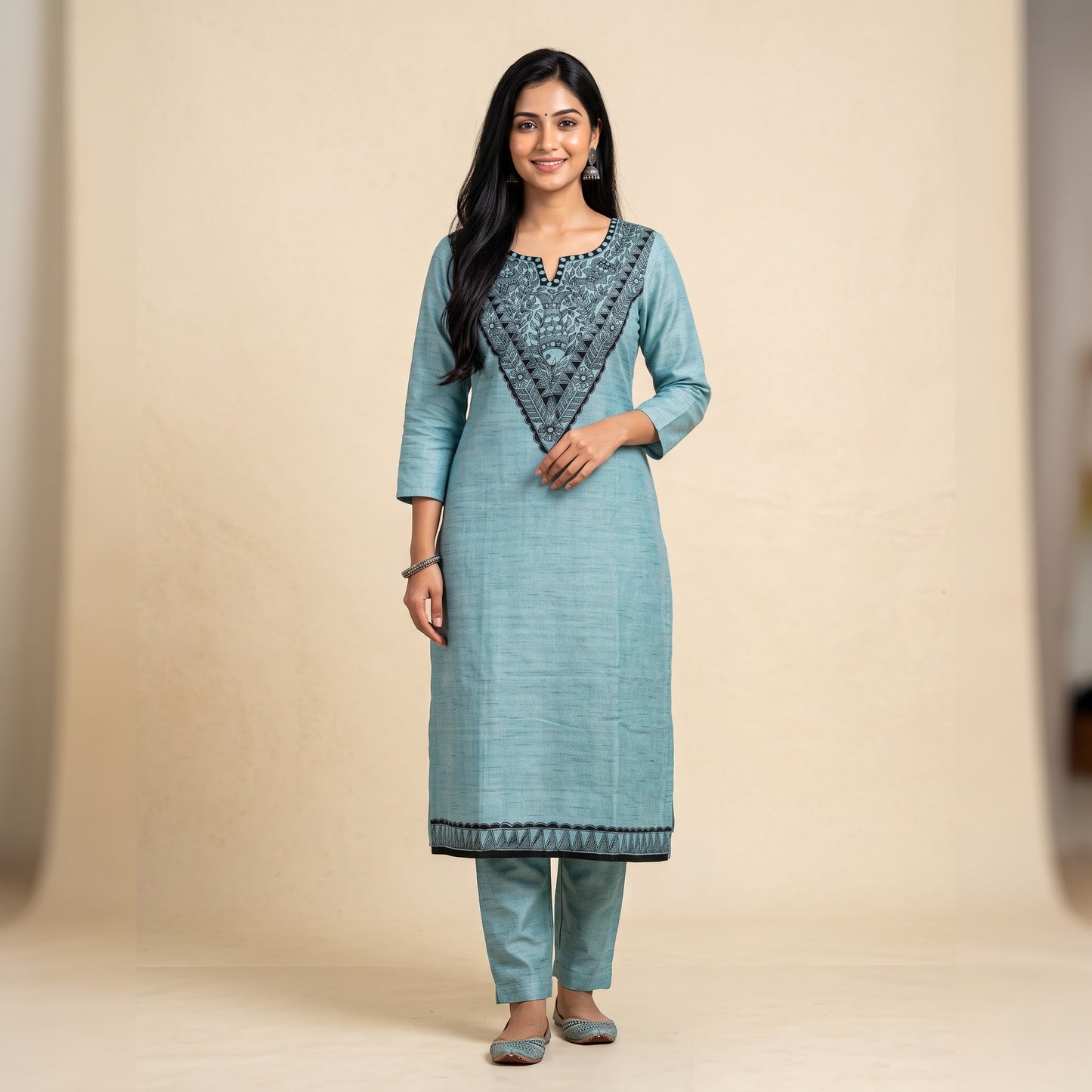 HandPainted Madhubani Kurti & Palazzo Set for Women