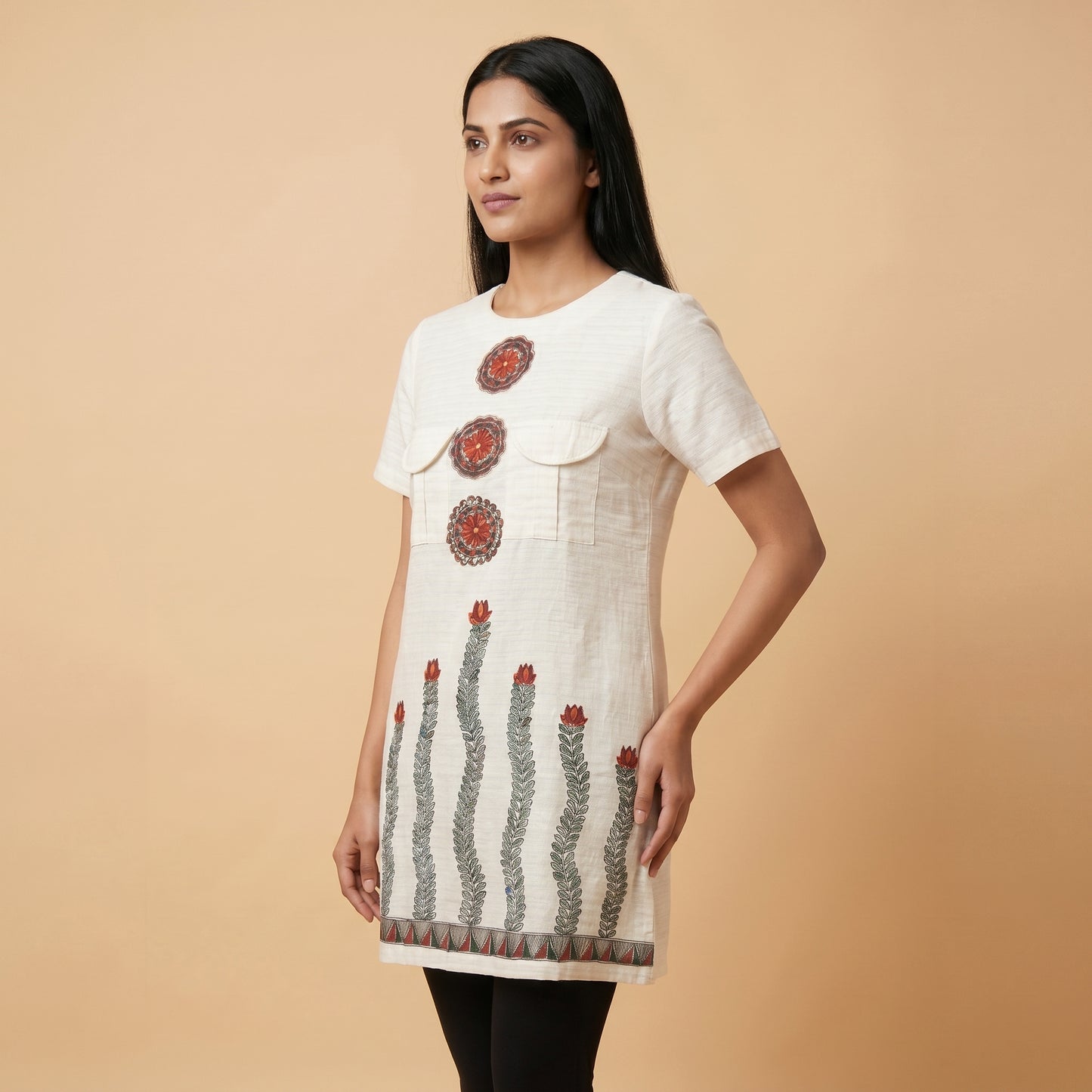 Handmade Madhubani Painting Women Long Top for Women