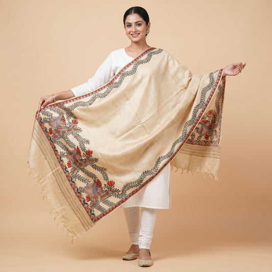 Handmade Madhubani Painting Dupatta for Women