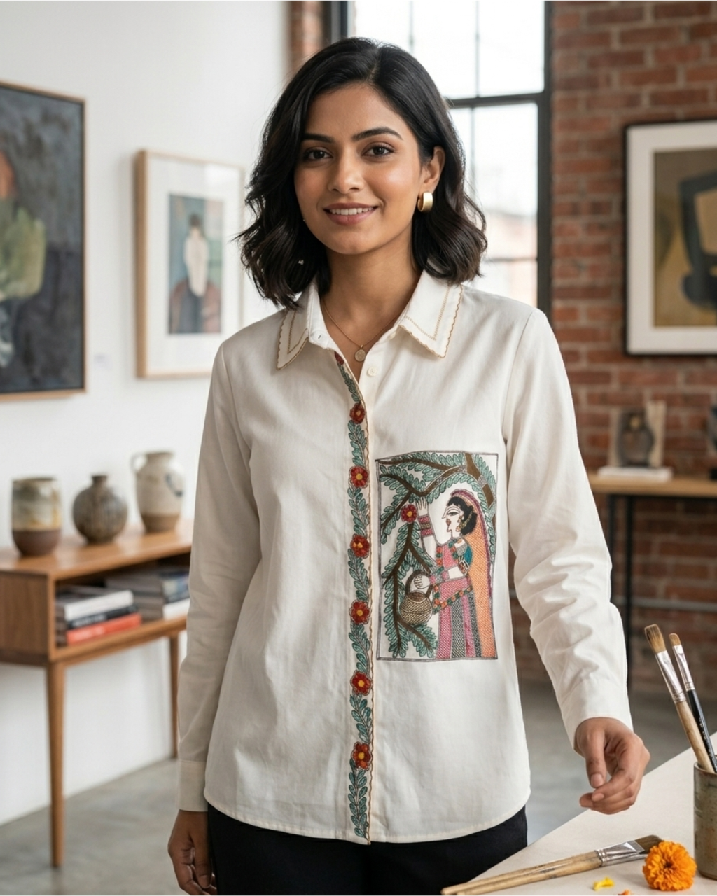 Madhubani Shirt for Women –  (Size M) | Ethnic Designer Wear