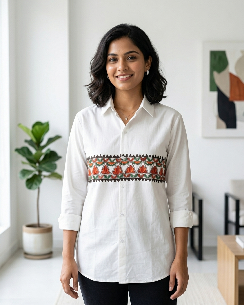 Women  Madhubani Painting Shirt (Front & Back) Size XL – Ethnic Wear