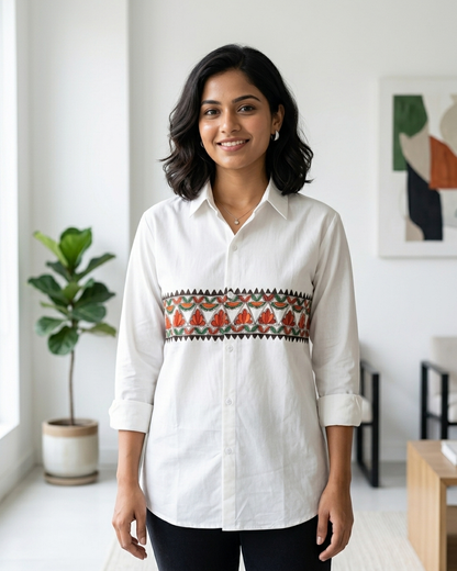 Women's Handcrafted Front & Back Madhubani Painting Shirt