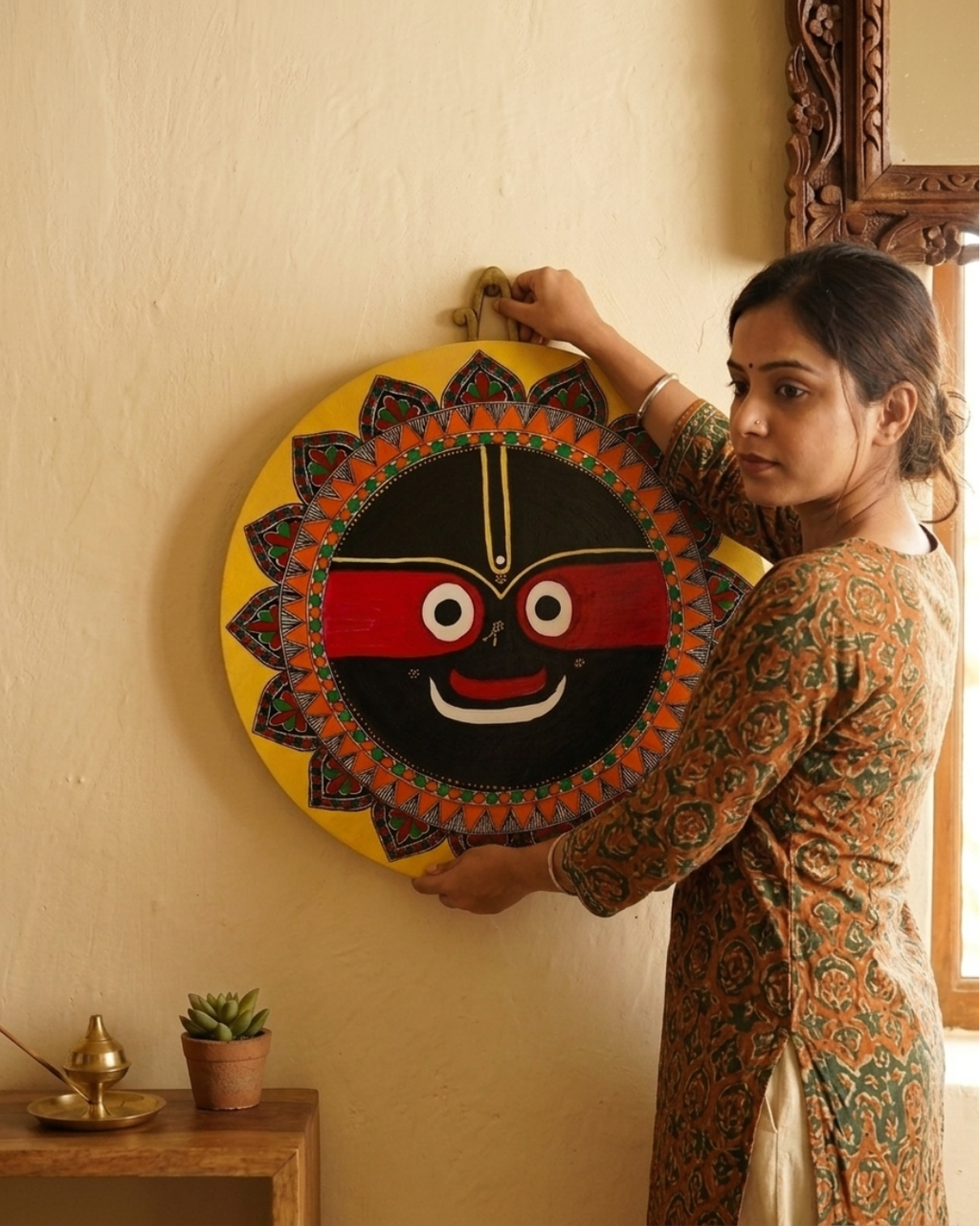 Jagannath Ji Madhubani Painting – 16 Inch MDF Wall Art