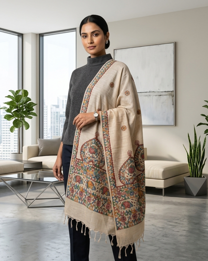 Handmade Madhubani Painting Dupatta for Women