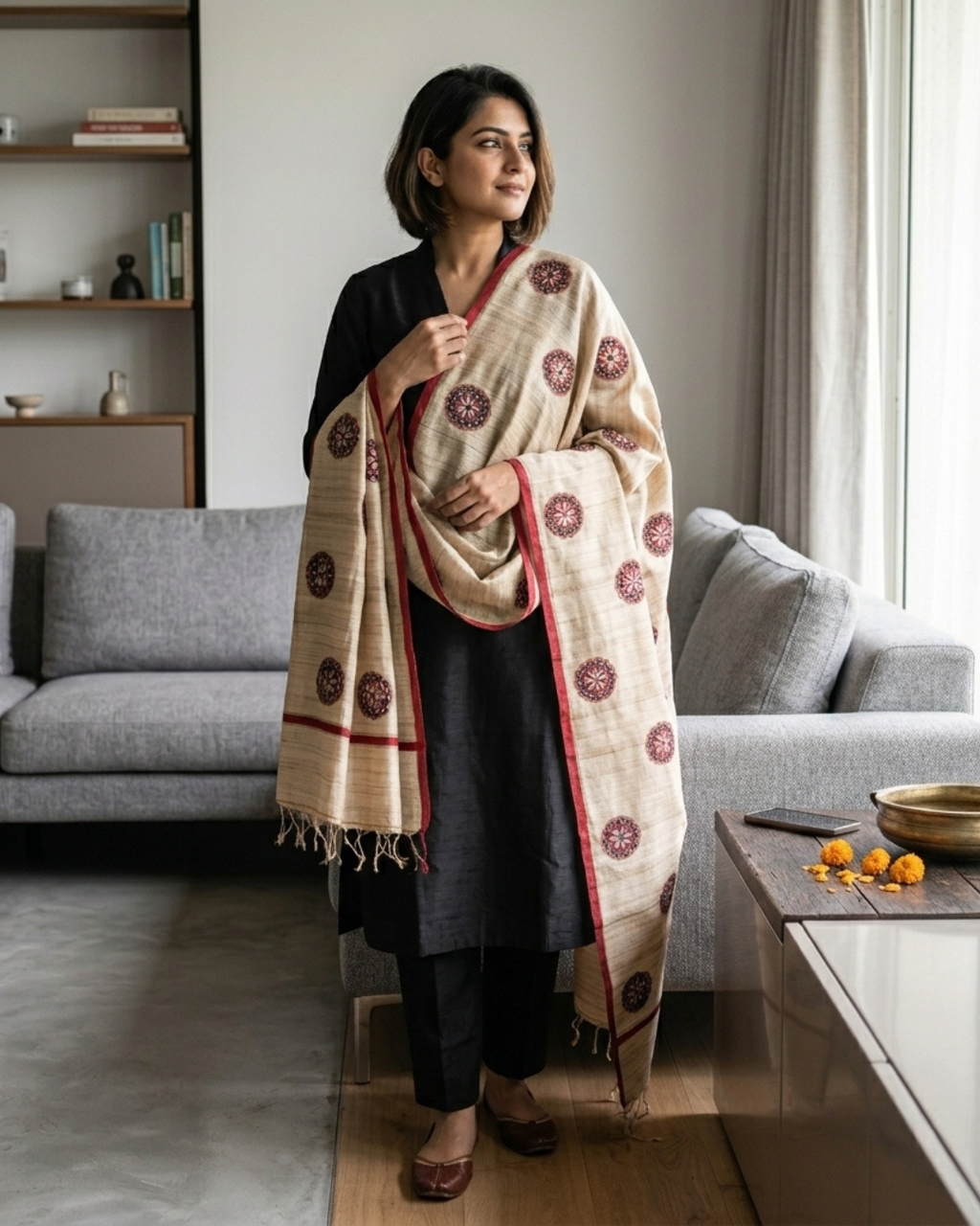 Handmade Madhubani Painting Dupatta for Women | Hand-Painted Ethnic