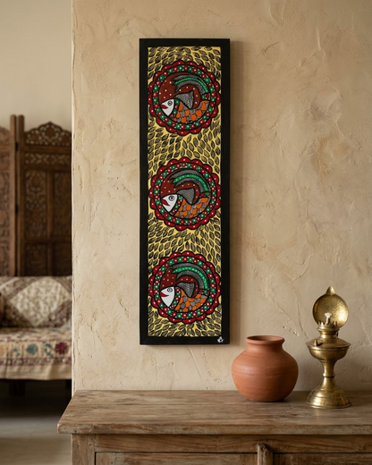 Handpainted Madhubani Fish Wall Art for Home Decor