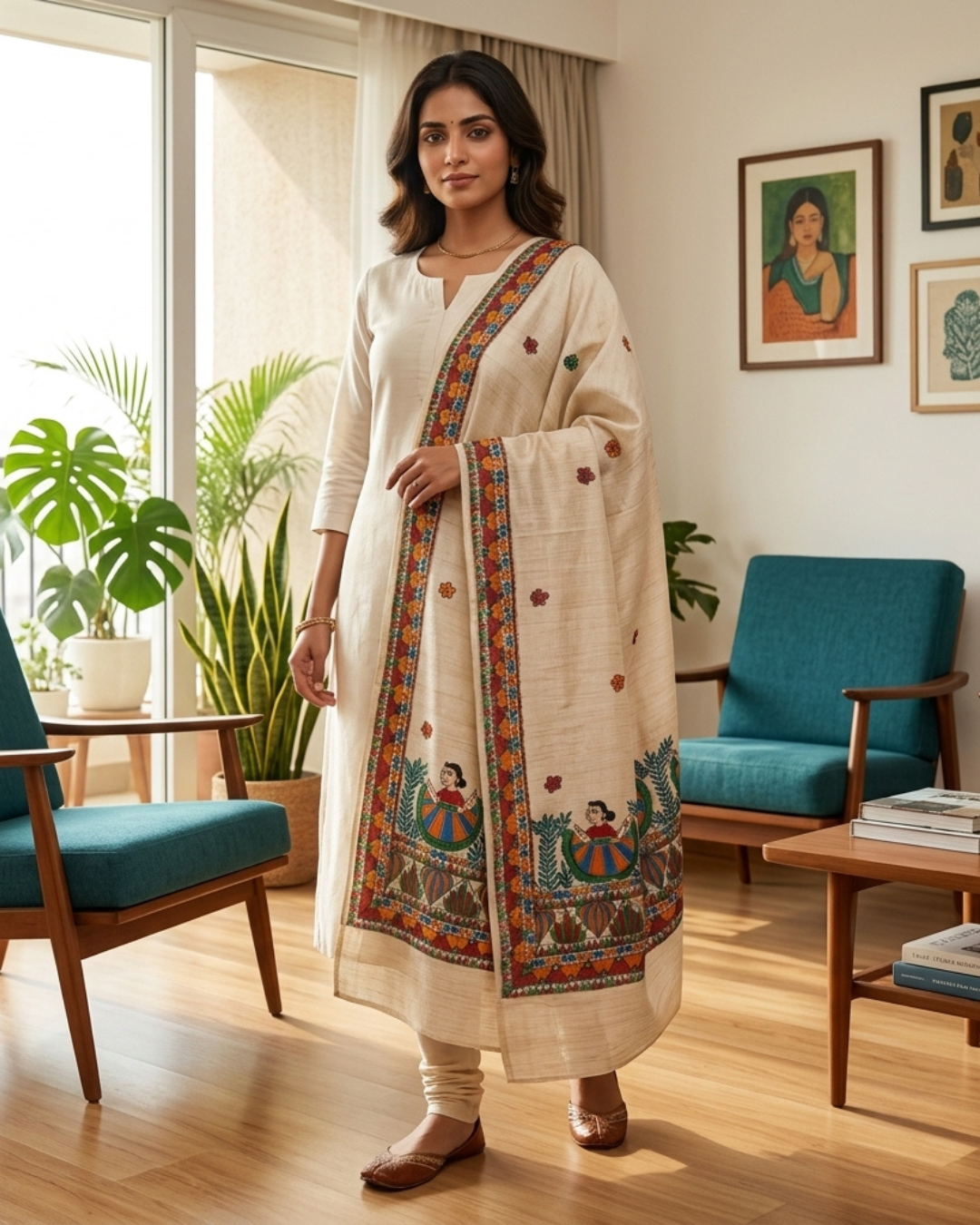 Handmade Madhubani Painting Dupatta for Women – Ethnic Handcrafted