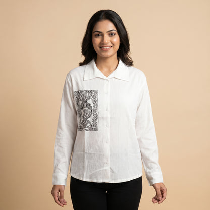 Hand-Painted Madhubani Women's Shirt Ethnic Fashion Wear