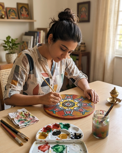 Handmade Fish Madhubani Wall Art Traditional Home Decor
