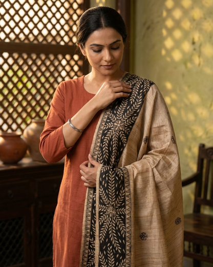 Handmade Madhubani Painting Dupatta for Women