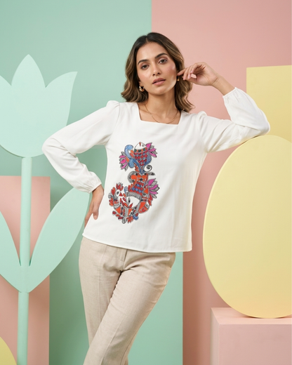Madhubani Top for Women | Hand-Painted Ethnic Art