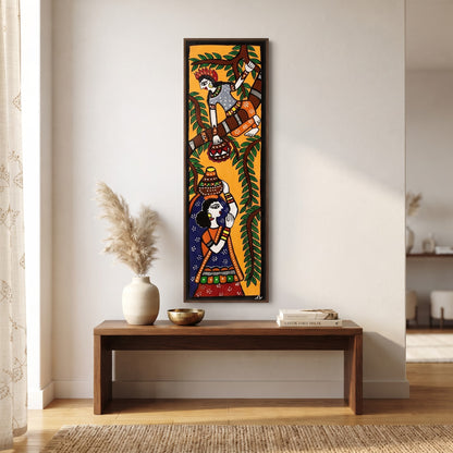Radha Krishna Handpainted Madhubani Wall Art Decor