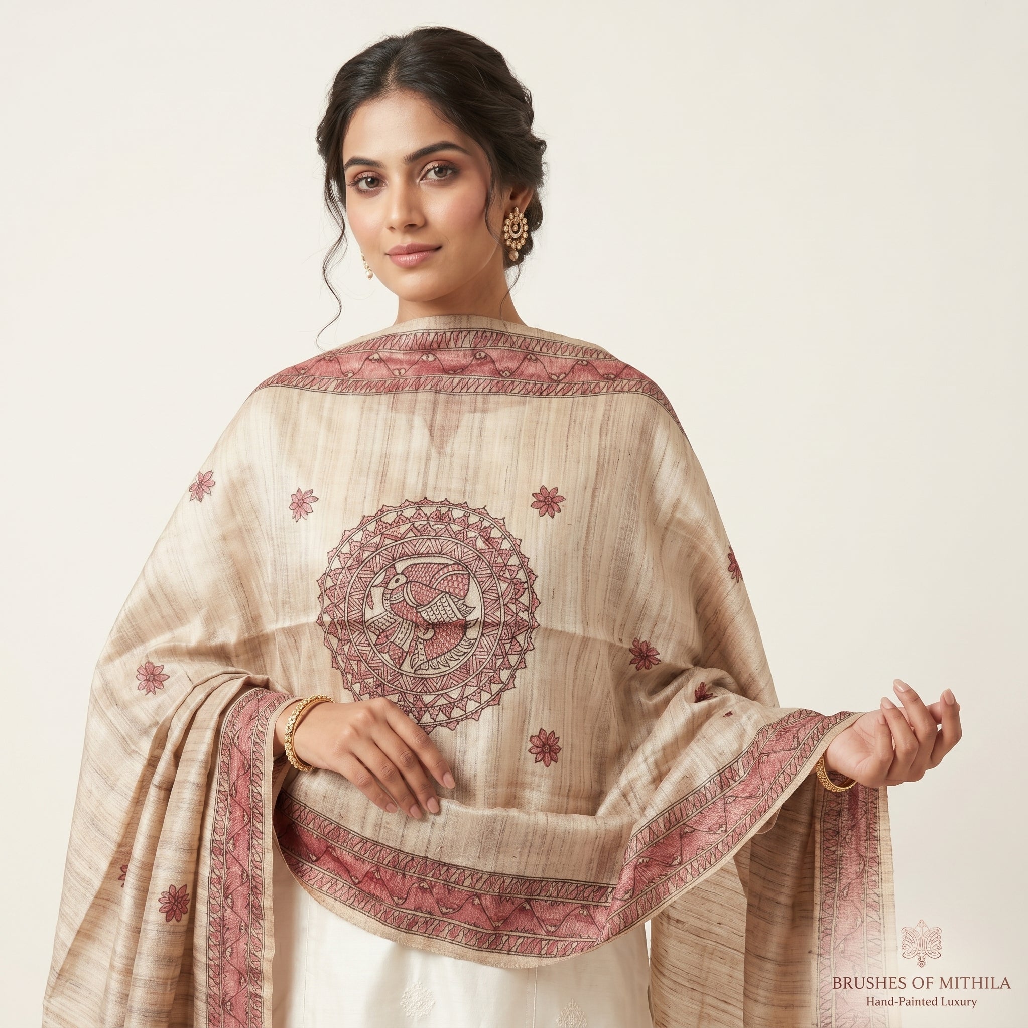 Handmade Madhubani Painting Dupatta | Hand-Painted Ethnic Dupatta