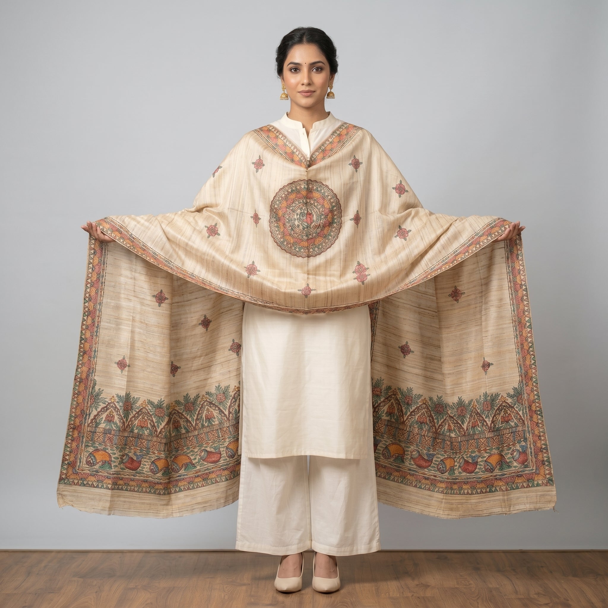Handmade Madhubani Painting Dupatta | Hand-Painted Ethnic Dupatta