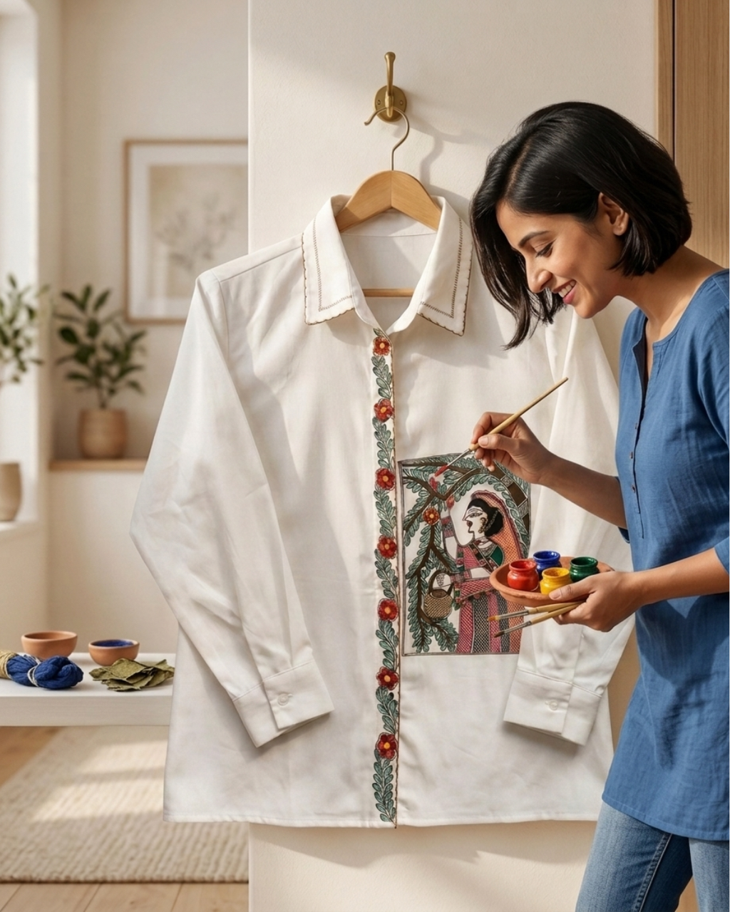 Madhubani Shirt for Women –  (Size M) | Ethnic Designer Wear