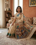 Handmade Madhubani Painting Silk Saree with Blouse | Ethnic Saree