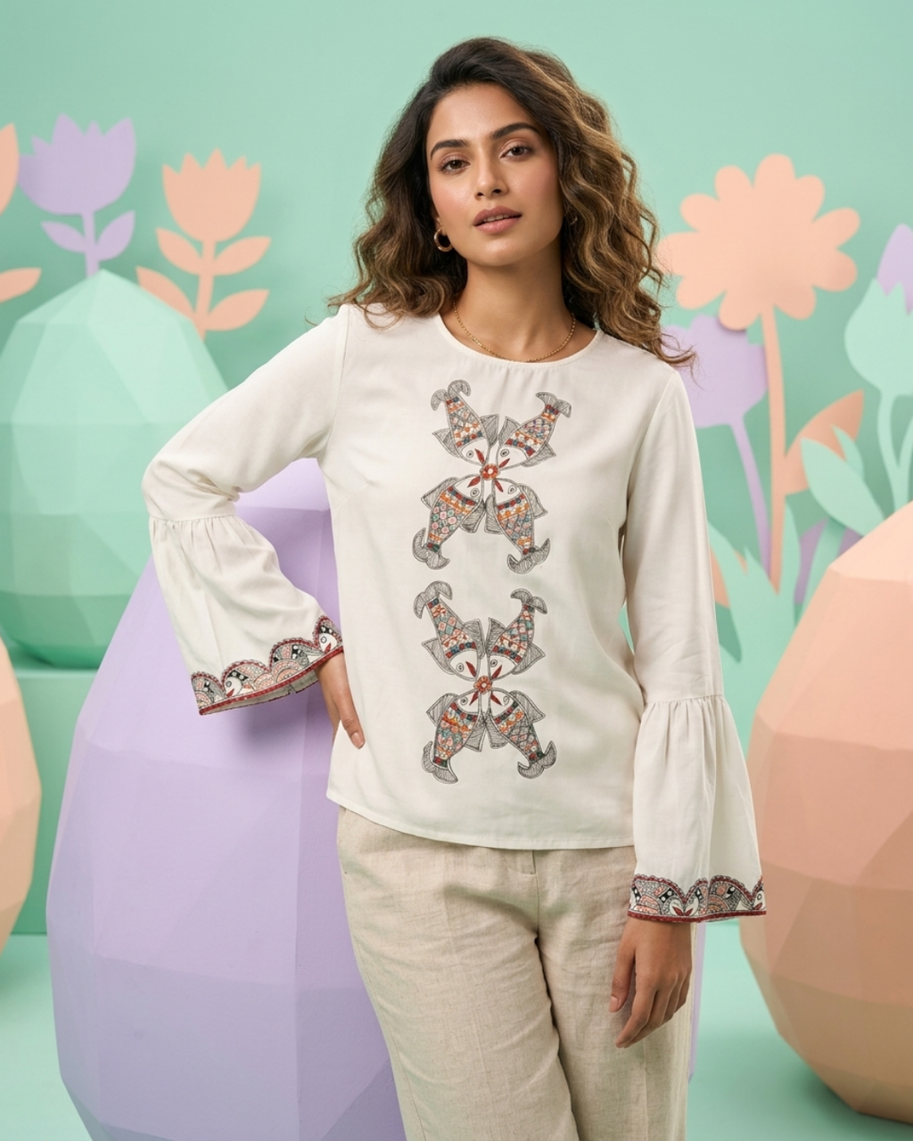 Women Madhubani Painting Top  – Handcrafted Ethnic Designer Wear for Women