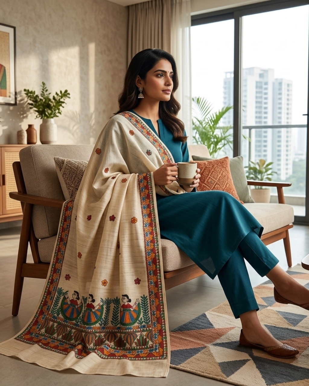 Handmade Madhubani Painting Dupatta for Women – Ethnic Handcrafted
