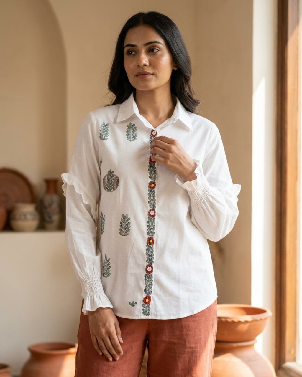 Front & Back Madhubani Shirt for Women –  (Size L) | Ethnic Designer Wear