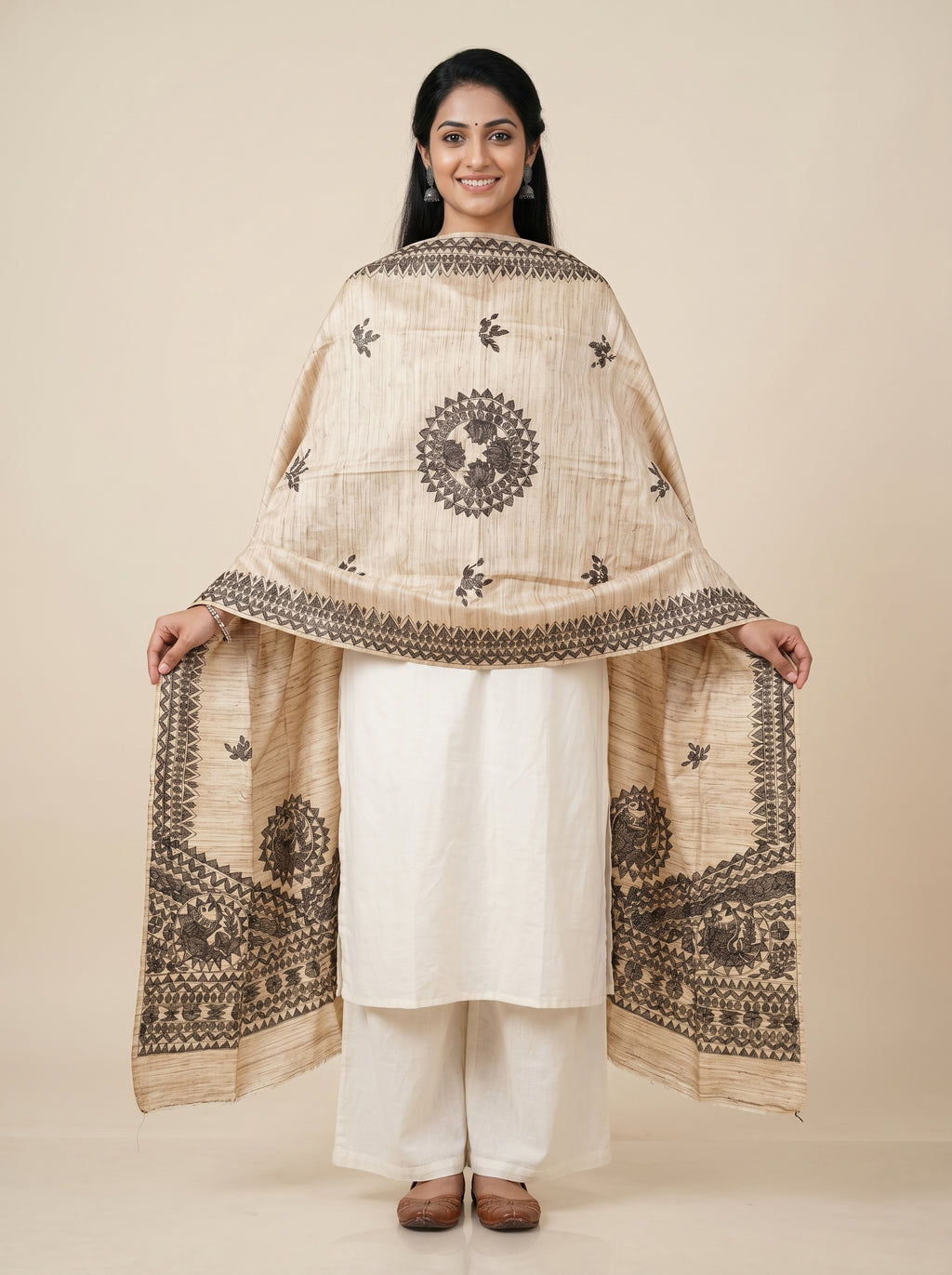Handmade Madhubani Painting Dupatta | Traditional Hand-Painted Dupatta