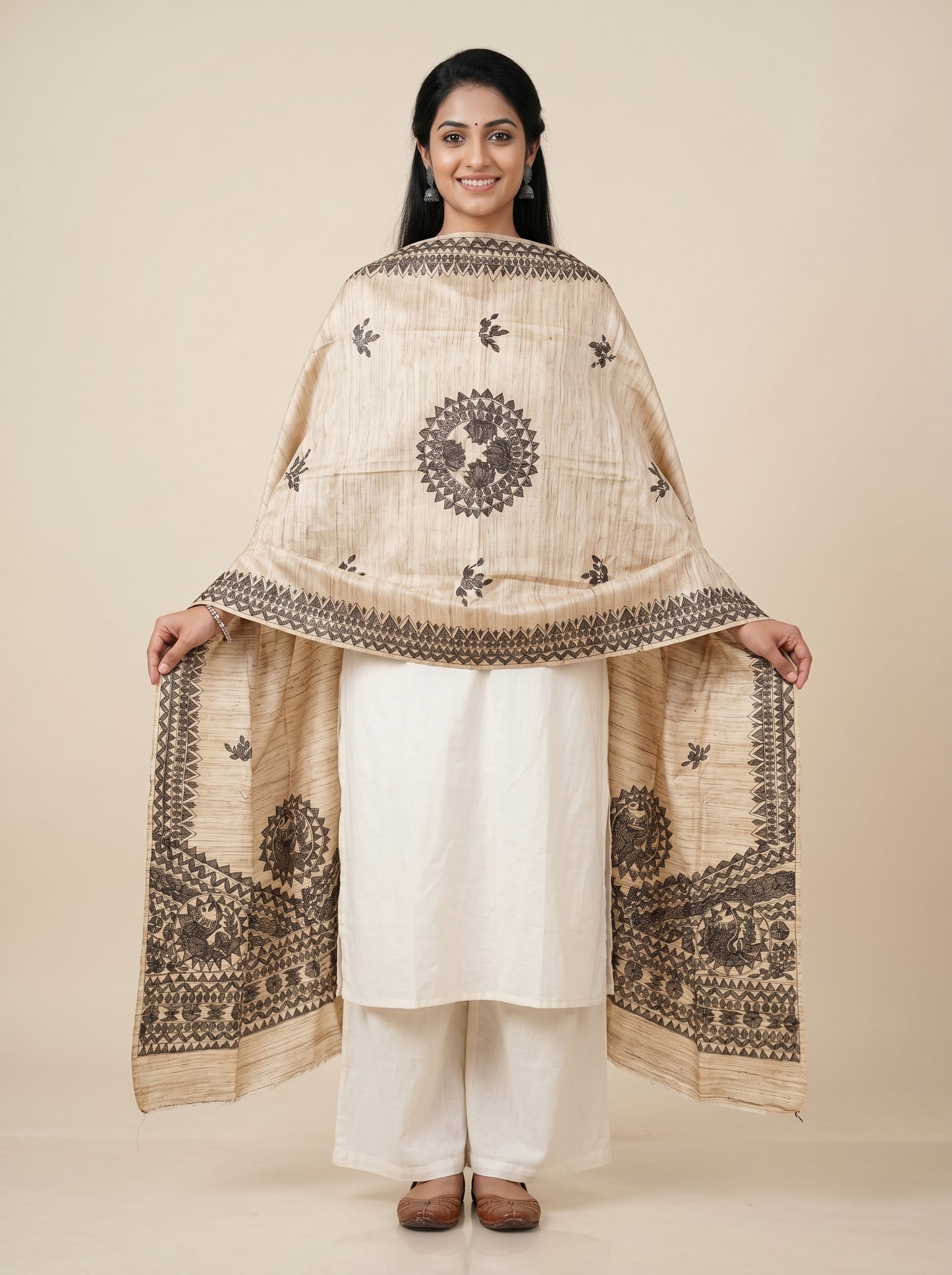 Handmade Madhubani Painting Dupatta for Women