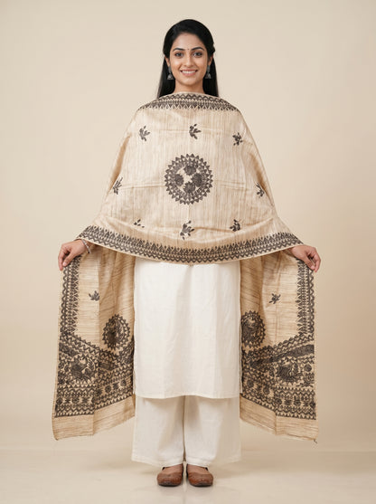 Handmade Madhubani Painting Dupatta for Women
