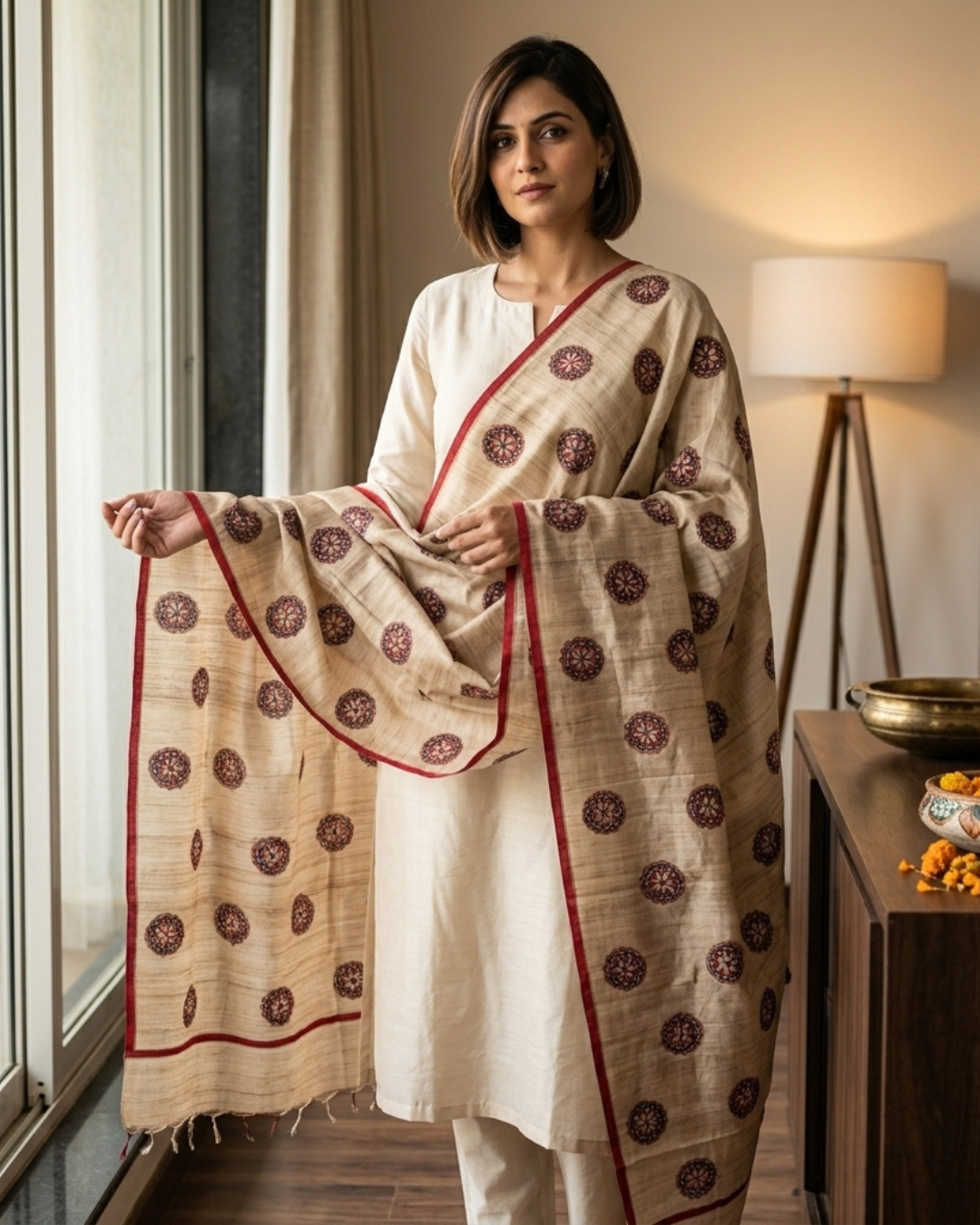 Handmade Madhubani Painting Dupatta for Women | Hand-Painted Ethnic