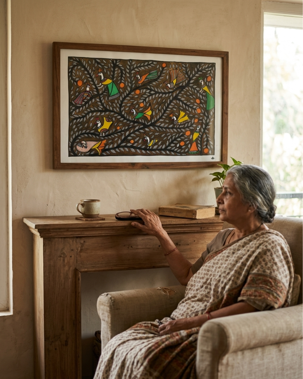 Tree of Life Madhubani Painting on Handmade Paper (15–22 Inch) – Traditional Mithila Folk Art Wall Decor