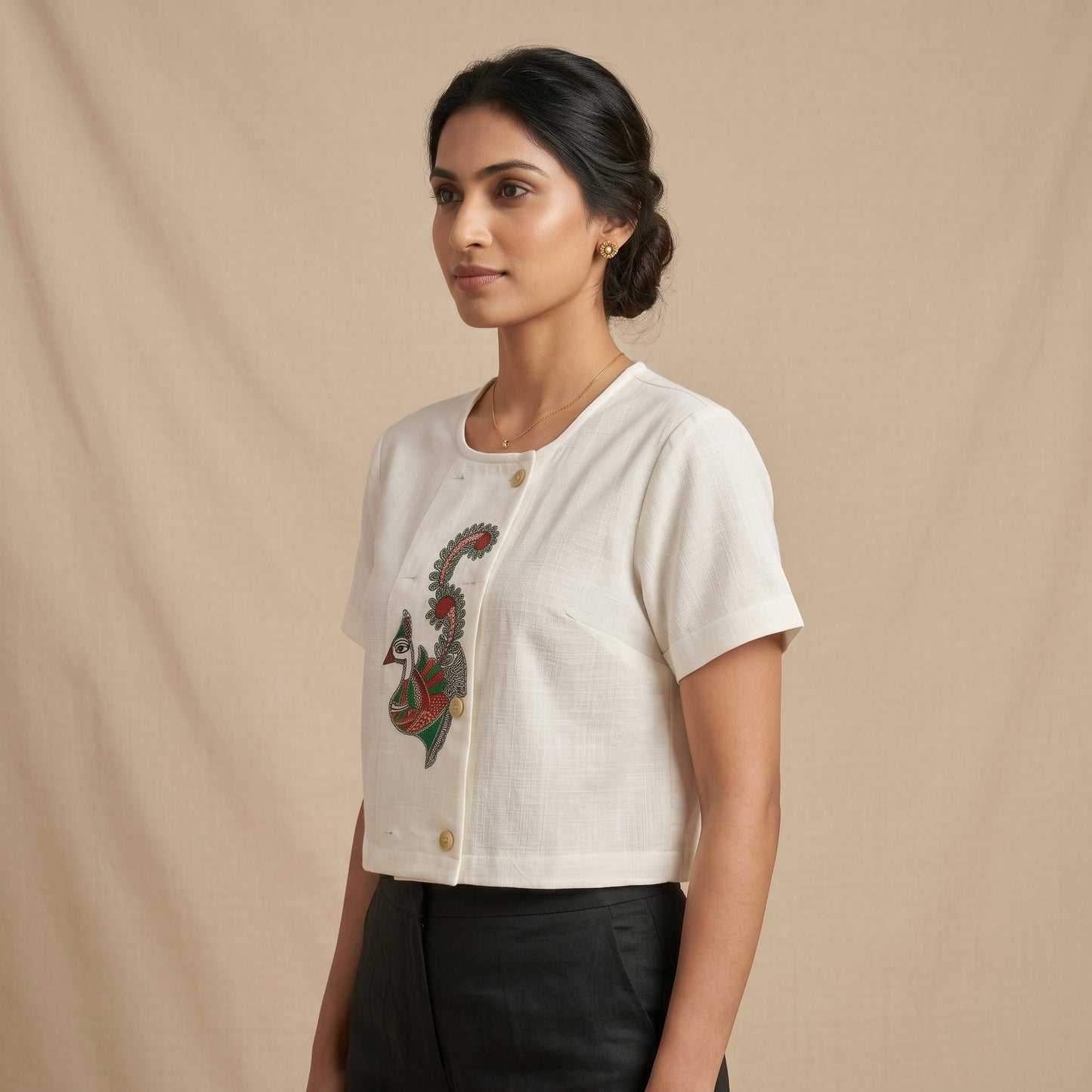 Front & Back Handmade Madhubani Painting Crop Top