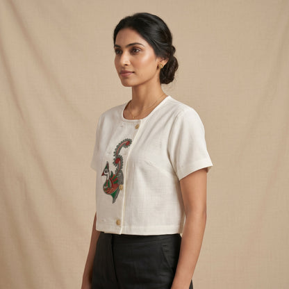 Front & Back Handmade Madhubani Painting Crop Top