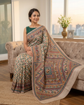 Handmade Madhubani Painting Saree with Blouse | All Over Hand-Painted Ethnic Saree