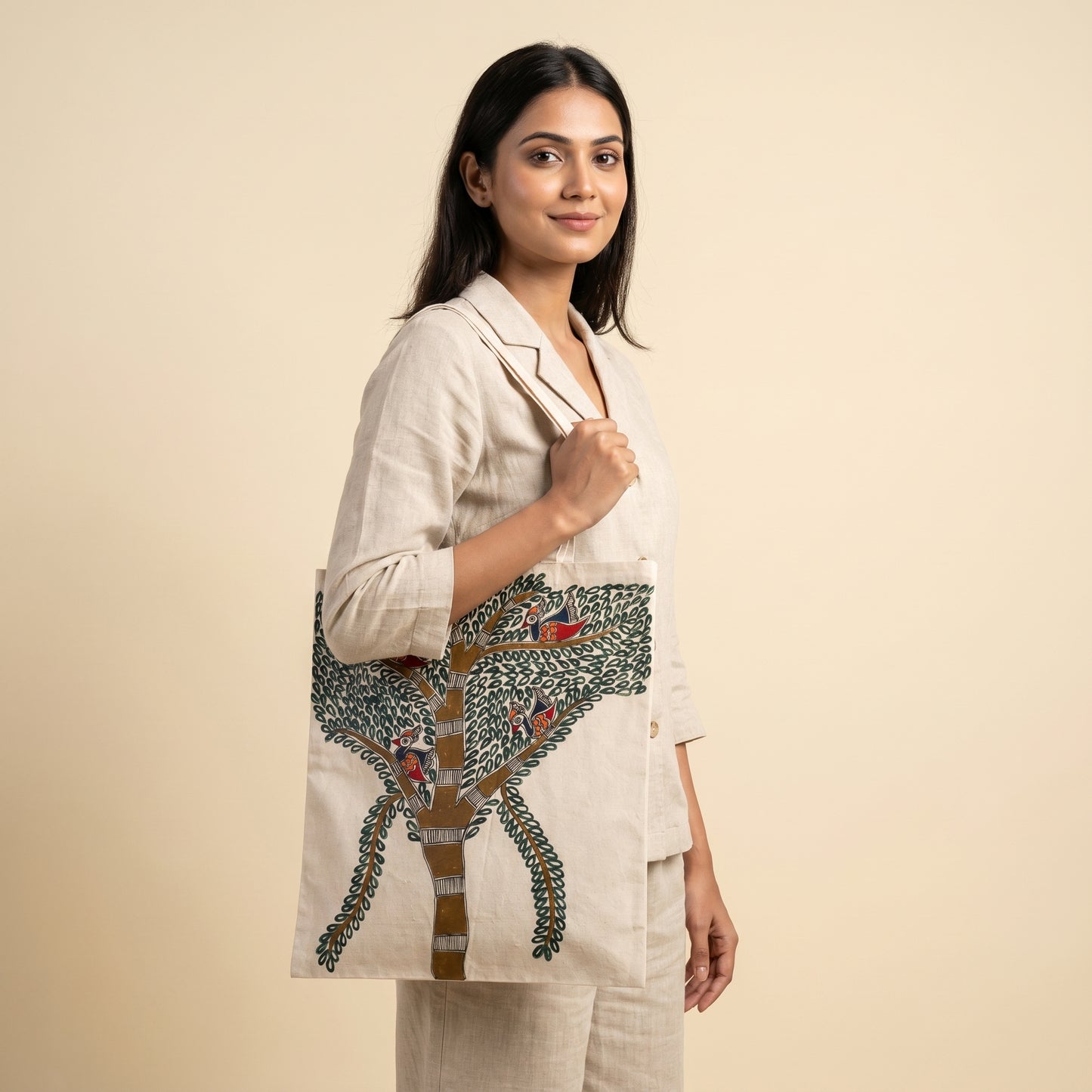 Handmade Madhubani Painting Tote Bag for Daily Lifestyle