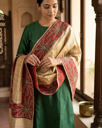 Handmade Madhubani Painting Dupatta for Women Art