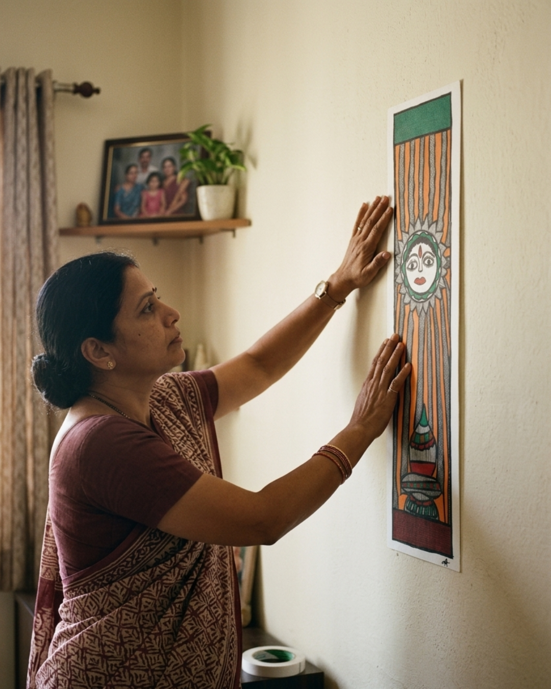 God Surya Madhubani Painting – Handmade Paper Wall Art
