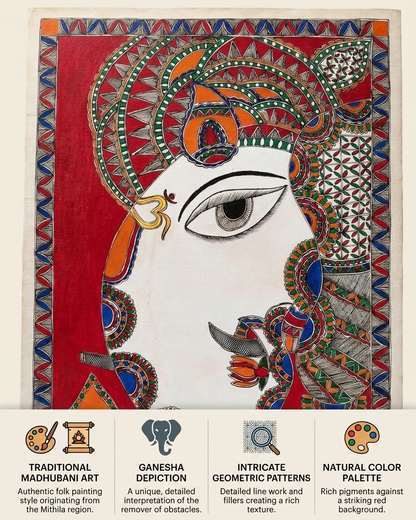 Ganesha Madhubani Paper Wall Art | Handmade Decor