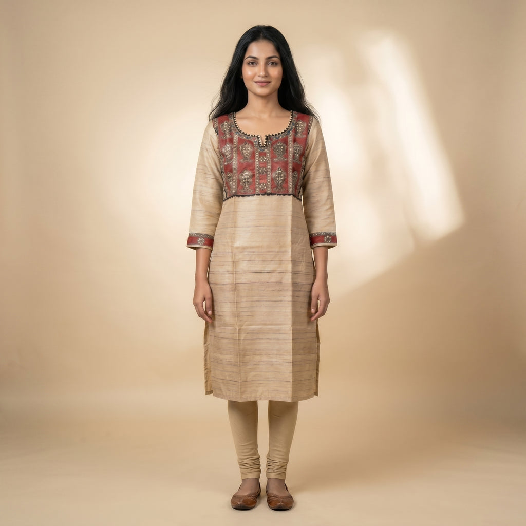 Hand-Painted Madhubani Readymade Kurti | Handmade Ethnic Wear for Women