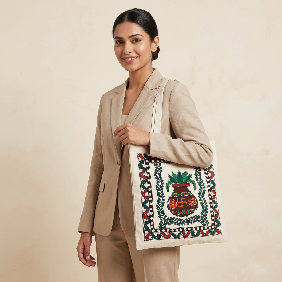 Madhubani Painting Tote Bag | Handmade Ethnic Art
