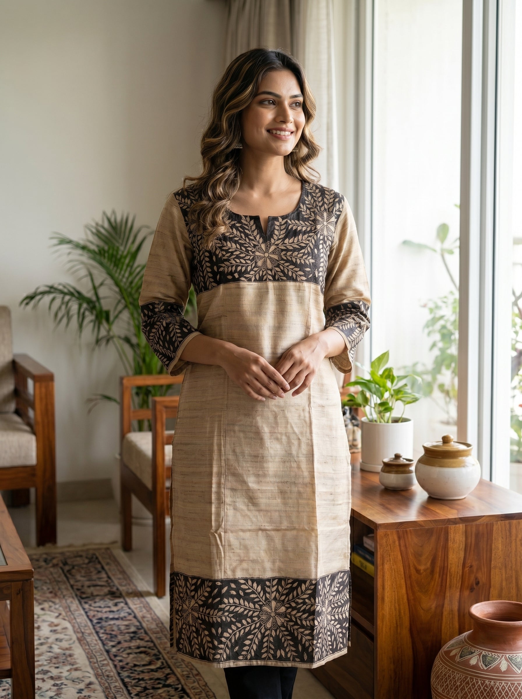 Hand-Painted Madhubani Readymade Kurti | Handmade Ethnic Wear for Women